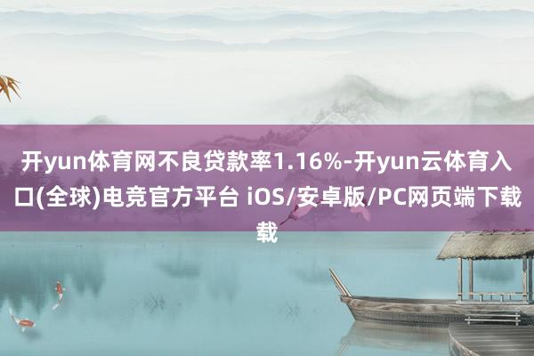开yun体育网不良贷款率1.16%-开yun云体育入口(全球)电竞官方平台 iOS/安卓版/PC网页端下载